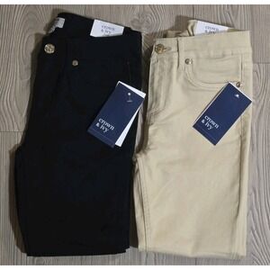 Crown & Ivy Pants Kids Size 10 Lot 2 Pairs Black /‎ Tan NWT NEW School Uniform
